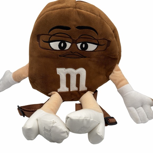 M&M's‎ World Ms. Brown Plush Backpack 18.5" Bag Glasses Heels New with Tag 2014 - Picture 7 of 14